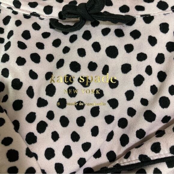 Kate Spade Pink and Black Dot Sleep Shirt Small Button Up Short Sleeve - Picture 7 of 8